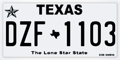 TX license plate DZF1103