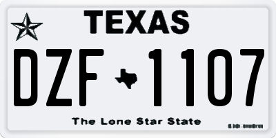 TX license plate DZF1107