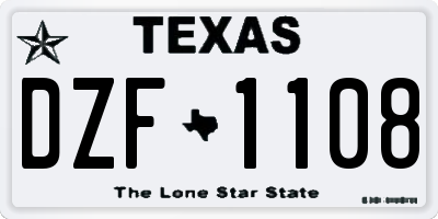 TX license plate DZF1108