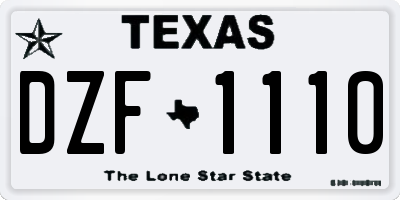 TX license plate DZF1110