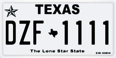 TX license plate DZF1111