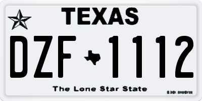 TX license plate DZF1112