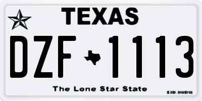 TX license plate DZF1113