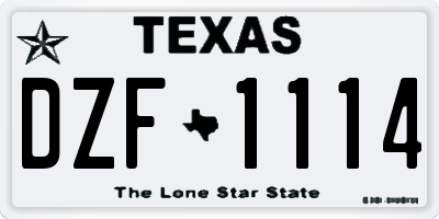 TX license plate DZF1114