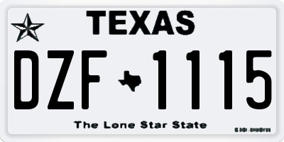 TX license plate DZF1115