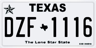 TX license plate DZF1116