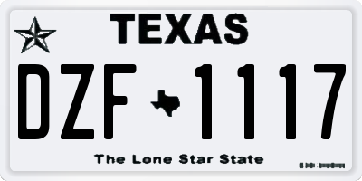 TX license plate DZF1117