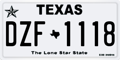 TX license plate DZF1118