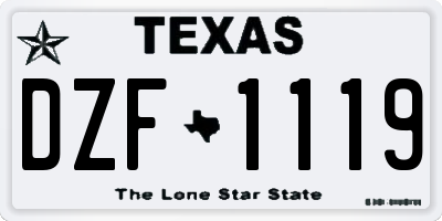 TX license plate DZF1119
