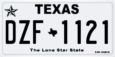 TX license plate DZF1121