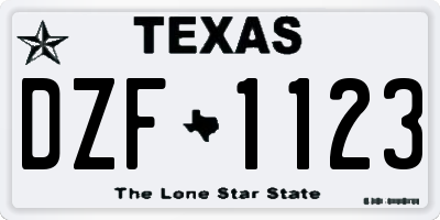 TX license plate DZF1123