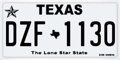TX license plate DZF1130