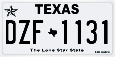 TX license plate DZF1131