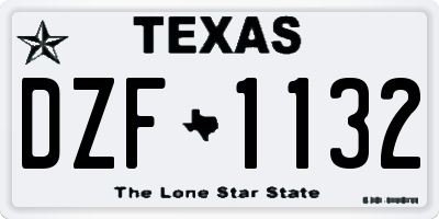 TX license plate DZF1132