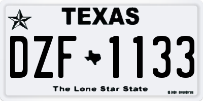 TX license plate DZF1133