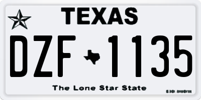 TX license plate DZF1135