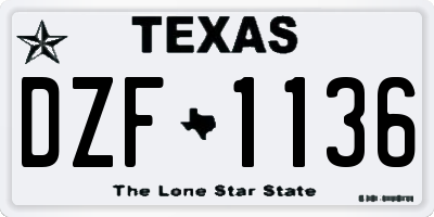 TX license plate DZF1136