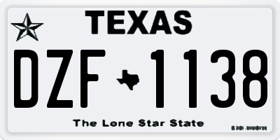 TX license plate DZF1138