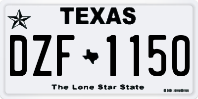 TX license plate DZF1150