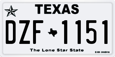 TX license plate DZF1151