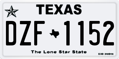 TX license plate DZF1152