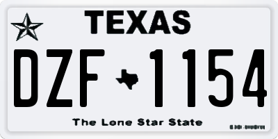 TX license plate DZF1154