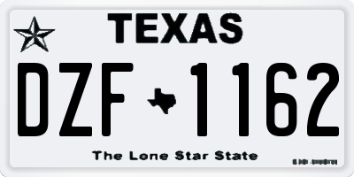 TX license plate DZF1162