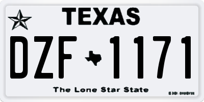 TX license plate DZF1171