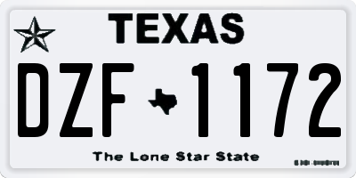 TX license plate DZF1172