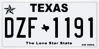 TX license plate DZF1191