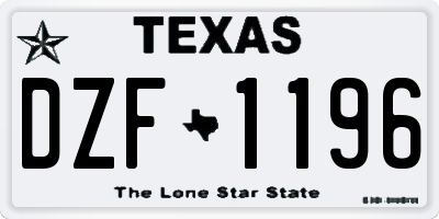 TX license plate DZF1196