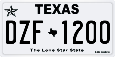 TX license plate DZF1200