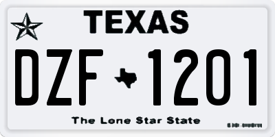 TX license plate DZF1201
