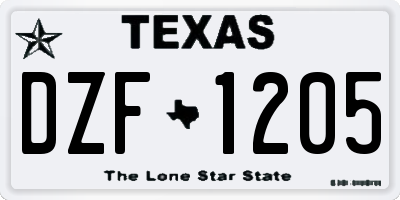 TX license plate DZF1205