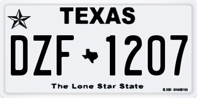 TX license plate DZF1207