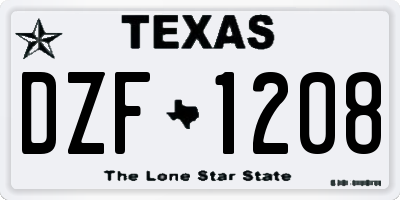 TX license plate DZF1208