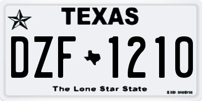 TX license plate DZF1210