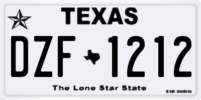 TX license plate DZF1212