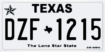 TX license plate DZF1215