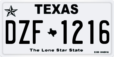 TX license plate DZF1216