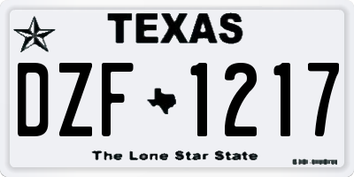 TX license plate DZF1217