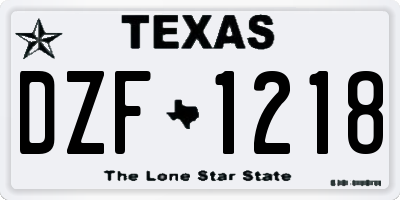 TX license plate DZF1218