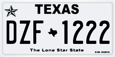 TX license plate DZF1222