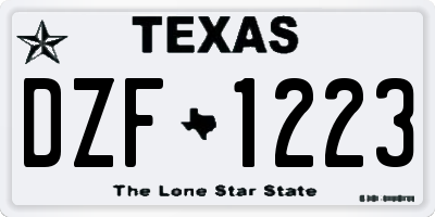 TX license plate DZF1223