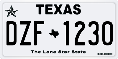 TX license plate DZF1230