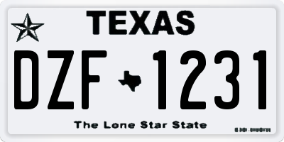 TX license plate DZF1231
