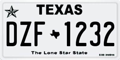TX license plate DZF1232