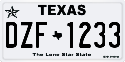 TX license plate DZF1233