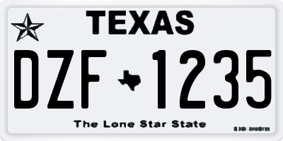 TX license plate DZF1235