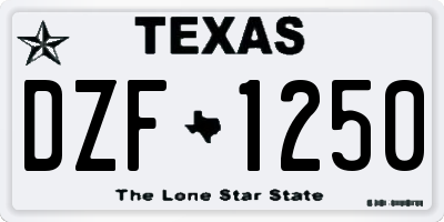 TX license plate DZF1250